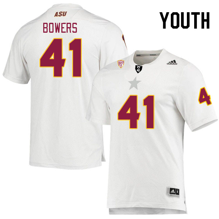 Youth #41 Zach Bowers Arizona State Sun Devils College Football Jerseys Stitched Sale-White